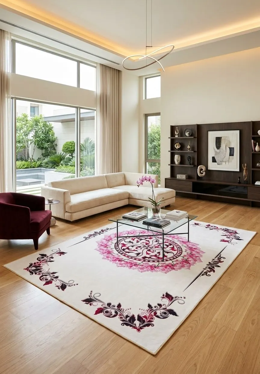 Tapete Mandala Rosé en un ambiente